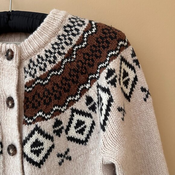 Marine Layer Ava Fair Isle Cardigan – Oatmeal – Size S - Picture 7 of 10